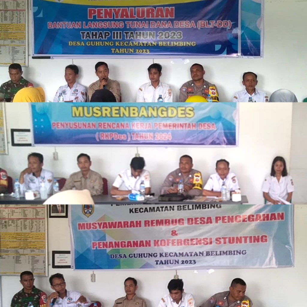 PEMDES GUHUNG, LAKSANAKAN Bagi BLT-DD Tahap III Musrenbangdes (RKPD),dan Rebug Stunting Di Hadiri Camat&nbsp;Belimbing