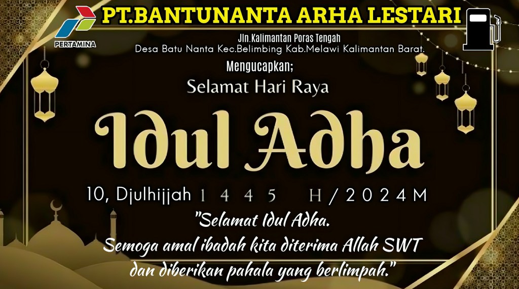 Segenap Pimpinan Dan Karyawan PT.BATUNANTA ARTHA LASTARI Mengucapkan Selamat Hari Raya Idul Adha 1445 H/2024&nbsp;M