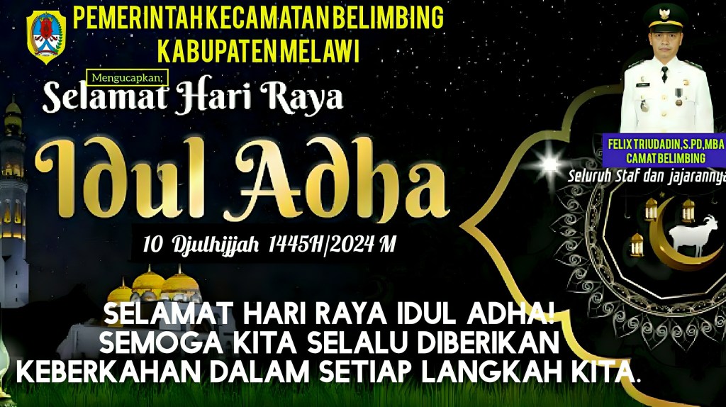 Camat Belimbing Dan TP-PKK Kecamatan Berserta Seluruh jajarannya Mengucapkan Selamat Hari Raya Idul Adha 1445 H/2024&nbsp;M