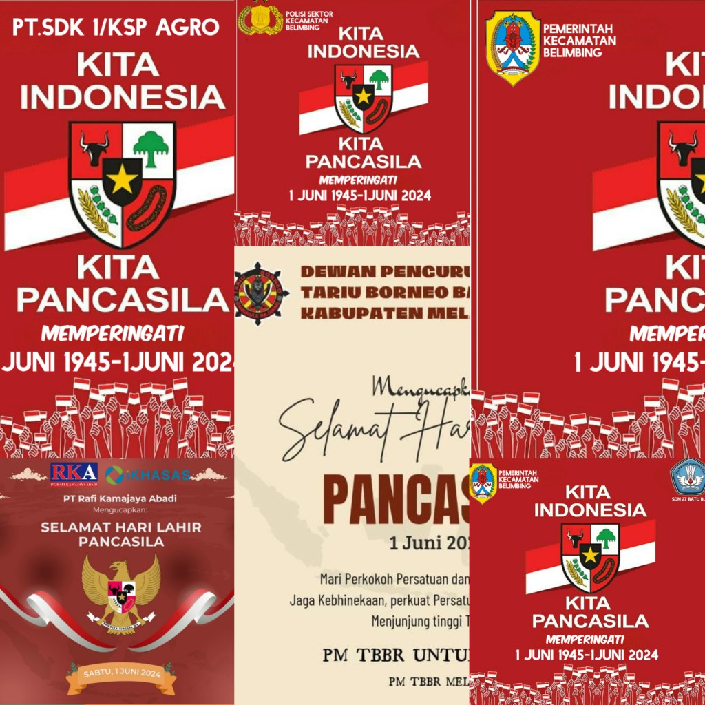Instansi Pemerintah dan Perusahaan Serta ORMAS Mengucapkan diperingati 1 Juni, Hari Lahir Pancasila&nbsp;2024