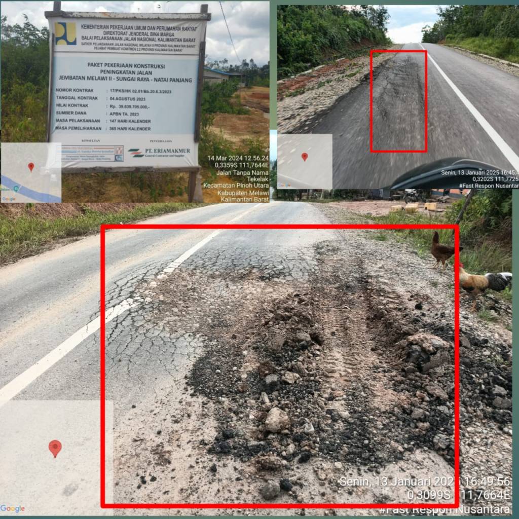 Masih Masa Waktu Pemiliharaan Pihak Menerjemen Perusahaan Siap Perbaiki Jalan Yang Rusak&nbsp;Segera