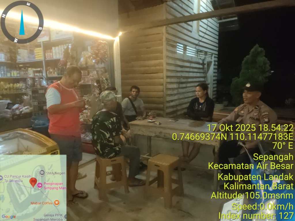 Jaga Stabilitas Kamtibmas, Polsek Air Besar Laksanakan Patroli Dialogis di Desa Sepangah dan&nbsp;Serimbu