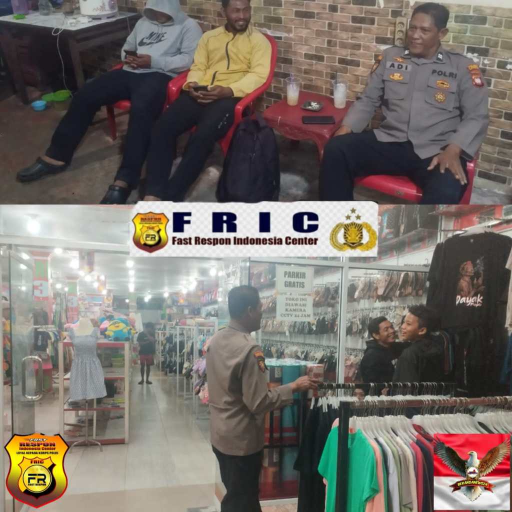 “Keliling Tempat Rawan, Polisi Mandor Beri Imbauan Kamtibmas ke Pengunjung Toko dan&nbsp;Warga”