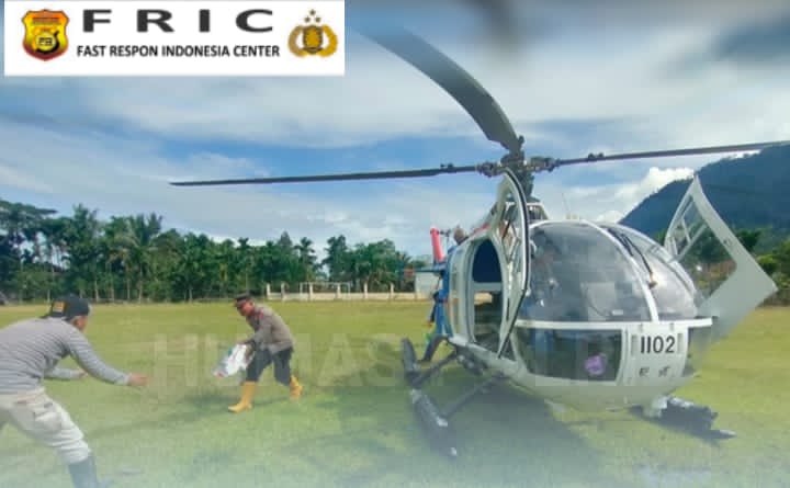 Polri Salurkan Bantuan Kemanusiaan ke Desa Simpang Jernih, Aceh Timur, Melalui Jalur&nbsp;Udara