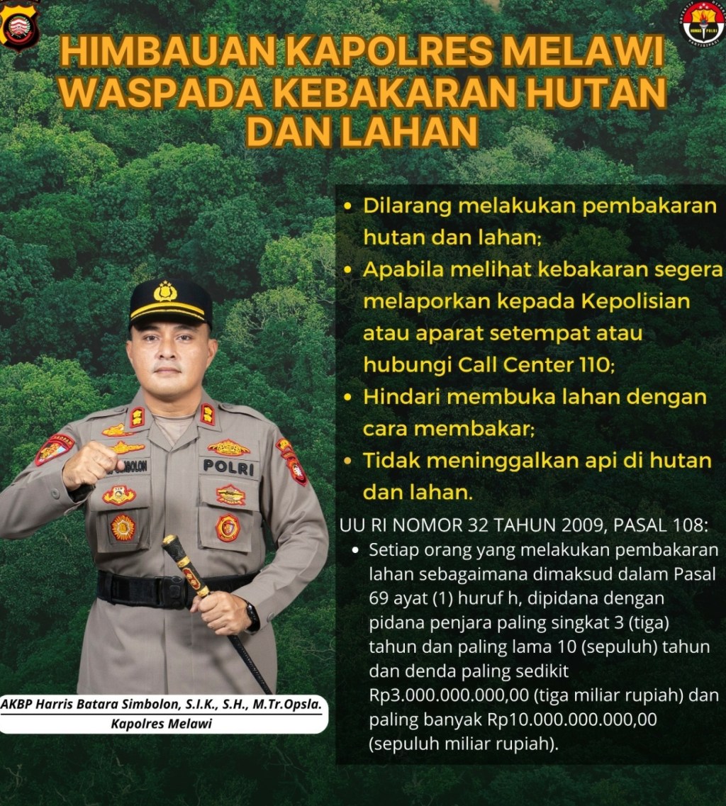 Kapolres Melawi Imbau Warga “WASPADA KARHULA”, Ajak Masyarakat Jaga Lingkungan&nbsp;Bersama