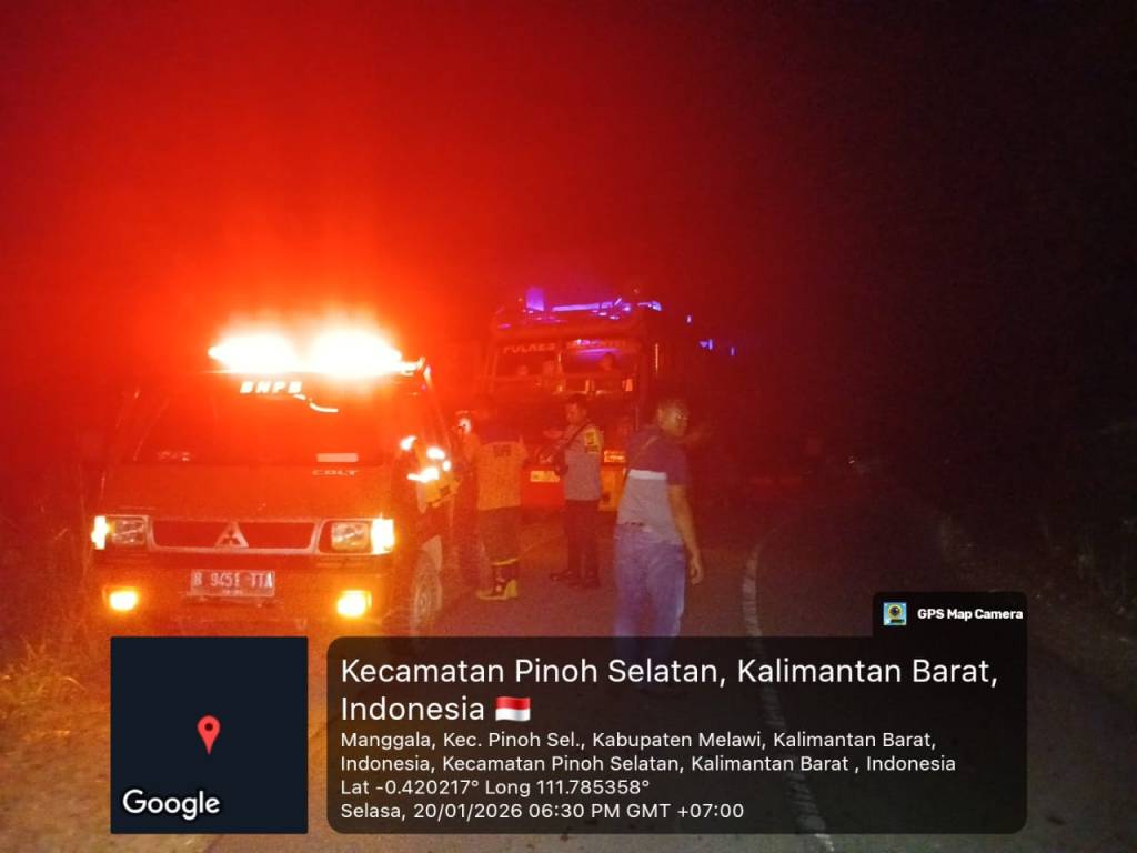 Mobil AWC Polres Melawi Jadi Andalan, Kebakaran Lahan di Jl. Provinsi Nanga Pinoh–Kota Baru Km 13. Berhasil Dipadamkan Hingga Malam&nbsp;Hari