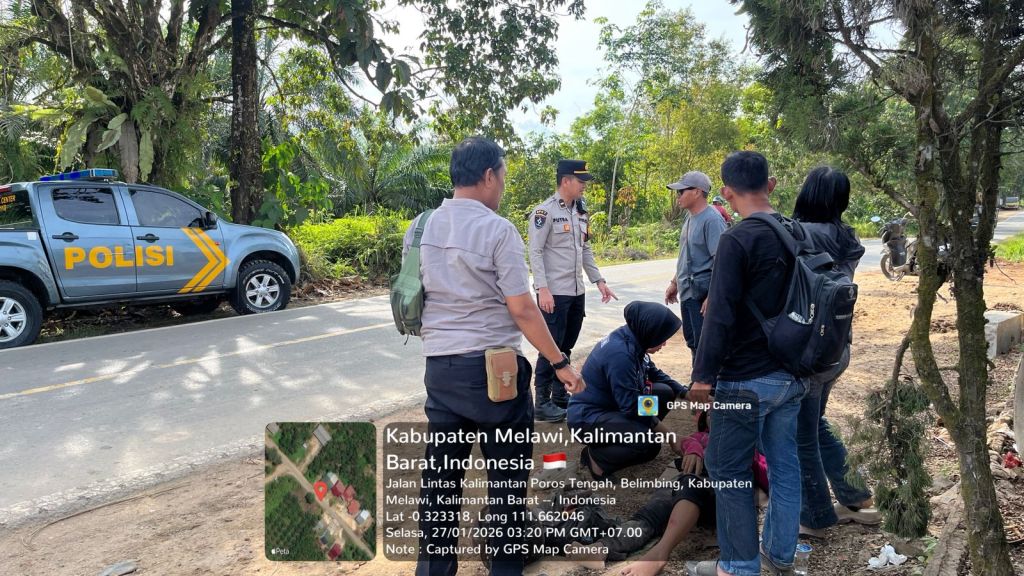 Pamapta II Polres Melawi Gerak Cepat Tangani Laka Lantas di Desa&nbsp;Labang